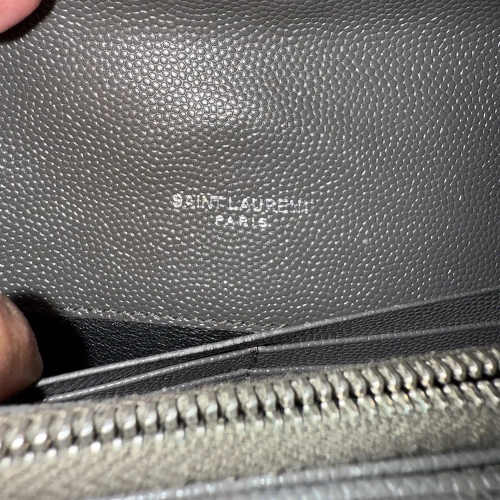 SOLD Yves Saint Laurent Gray Leather Clutch - Picture 8 of 14